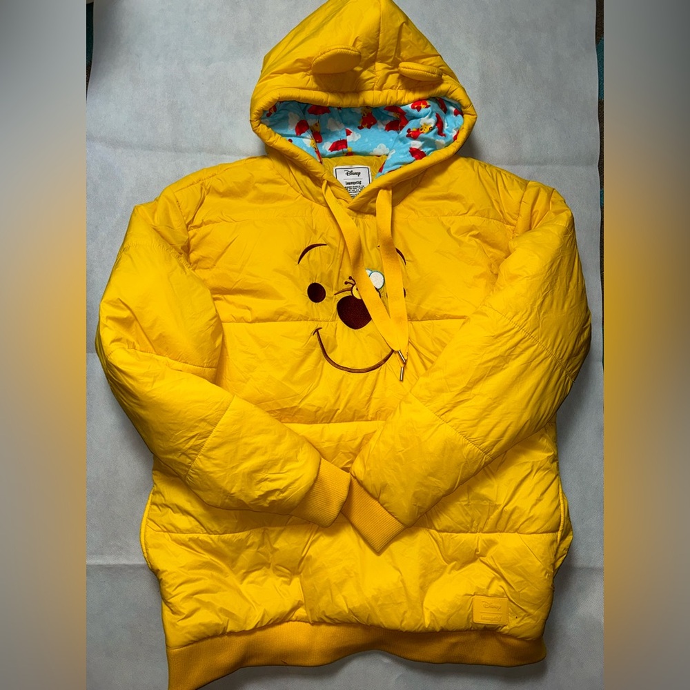 Loungefly puffer pullover with Winnie the Pooh face unisex NWT